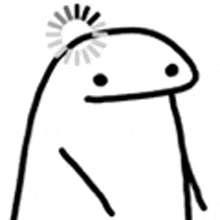 a black and white drawing of a stick figure with a loading circle on its head .