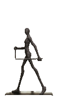 a statue of a person walking with a sword in their hand