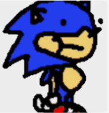 a pixel art drawing of a cartoon character named sonic the hedgehog .