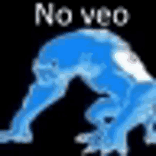 a blue dolphin is doing a handstand on a black background with the words `` novo '' written above it .