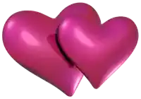 two pink hearts are intertwined together on a white background