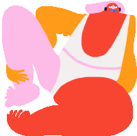 a cartoon drawing of a woman in a white tank top and red underwear