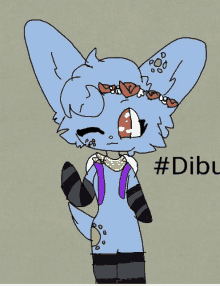 a drawing of a blue animal with the hashtag #dibu on the bottom right