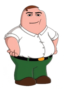 peter griffin from family guy is standing with his hands on his hips