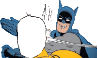 a cartoon of batman holding a white circle