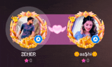 a picture of a man and a picture of a woman with the name zeher and aashi