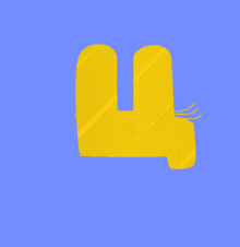 yellow letter u on a blue background