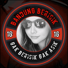 a picture of a woman in sunglasses is surrounded by the words " bandung bersik "