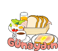 a cartoon drawing of a healthy breakfast with the word günaydin in the lower right corner