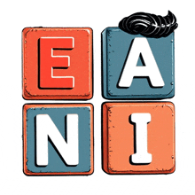 the letters ea ni are stacked on top of each other on a white background