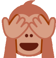 a monkey covering its eyes with its hands and smiling