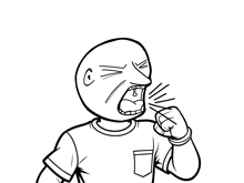 a black and white drawing of a man screaming with his mouth open