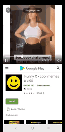 a screenshot of ifunny x - cool memes and vids on google play