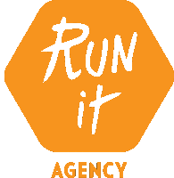 a logo for the run it agency is shown