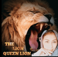 a poster for the lion queen lion shows a lion with its mouth open