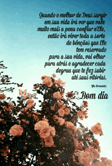 a picture of a tree with flowers and the words bom dia in the bottom right corner