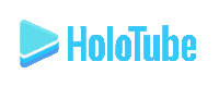 a logo for holotube with a blue play button