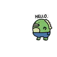 a cartoon of a frog that says hello on the bottom