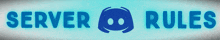 a blue banner that says server and rules with a discord logo