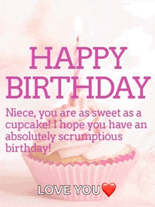 happy birthday niece you are as sweet as a cupcake ! i hope you have an absolutely scrumptious birthday !