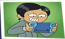 a cartoon of a girl holding a video game controller