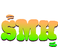 the word smk is written in green and orange letters