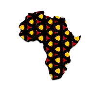 a map of africa with red yellow and black triangles on it