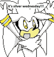 a pixel art of a cartoon character with the words it 's silver wednesday