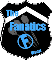 a black and white shield with the words the fanatics on it