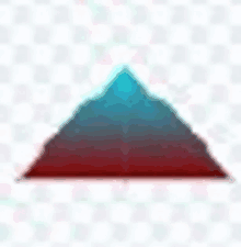 a red and blue triangle with a checkered background .