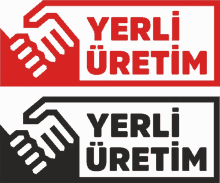 a red and black sign that says yerli uretim