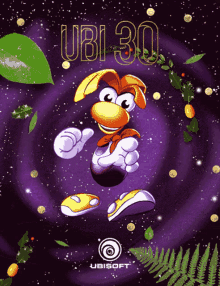 a poster for ubi 30 with a cartoon character