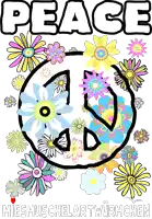 a peace sign is surrounded by colorful flowers and the word peace is above it