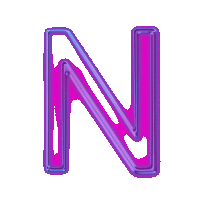 a purple and blue neon letter n is glowing on a white background