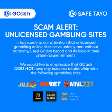 a blue and white advertisement that says scam alert unlicensed gambling sites