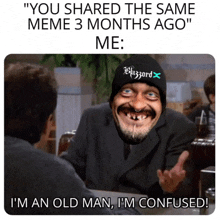 a meme shows a man wearing a beanie that says whazordx