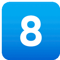 a blue square with a white number 8 on it