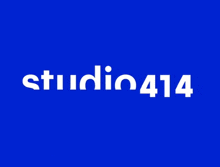 a blue background with the words studio 414 in white letters