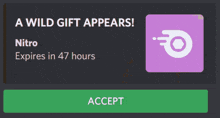 a wild gift appears on a screen that expires in 47 hours