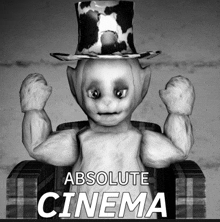 an ad for absolute cinema features a cartoon character