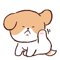 a drawing of a brown and white dog with its eyes closed