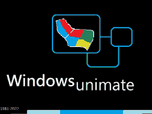 a black background with the words windows unimate written on it