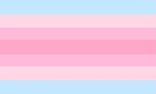 a transgender flag with pink and blue stripes on a blue background .