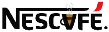 a nescafe logo with a cup of coffee in the middle