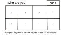 a poster that says who are you place your finger on random square or non for next round