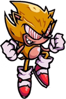 a cartoon drawing of a sonic the hedgehog with a very angry face .