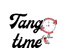 a sign that says tang time with a clock in the background