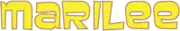 the word marilee is written in yellow letters on a white background .