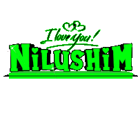 a green sign that says i love you nilushim on it