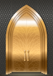 a golden door with a pattern on it